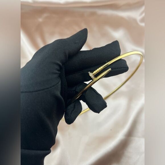 Gold Plated Stainless Steel Nail Shaped Necklace - Picture 7 of 7